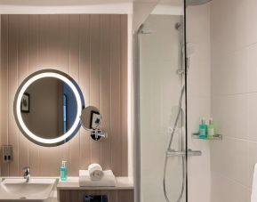 Guest bathroom with shower at Leonardo Royal Hotel Edinburgh.