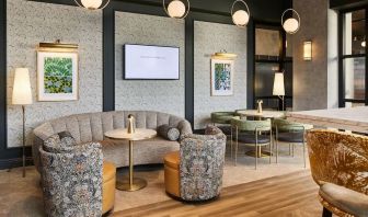 Lobby and coworking lounge at Leonardo Royal Hotel Glasgow.