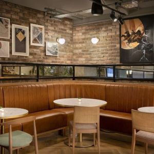 Dining area perfect for coworking at Leonardo Hotel Chester.