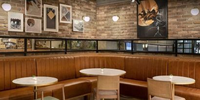 Dining area perfect for coworking at Leonardo Hotel Chester.