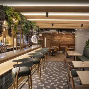 Dining area perfect for coworking at Leonardo Hotel Chester.