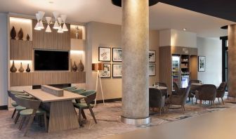 Hotel lobby and work space at Leonardo Hotel London Watford.