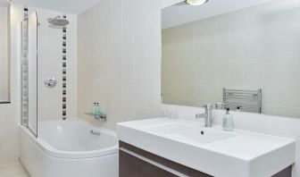 Guest bathroom with shower at Leonardo Hotel Edinburgh Murrayfield.