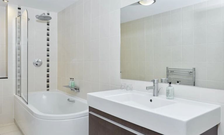 Guest bathroom with shower at Leonardo Hotel Edinburgh Murrayfield.