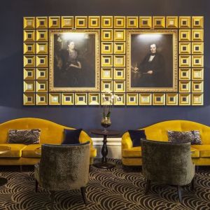 Lobby and coworking lounge at The Grand Brighton.  