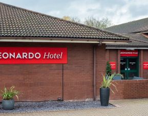 Hotel entrance at Leonardo Hotel East Midland Airport.