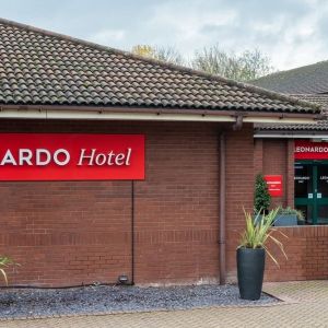 Hotel entrance at Leonardo Hotel East Midland Airport.