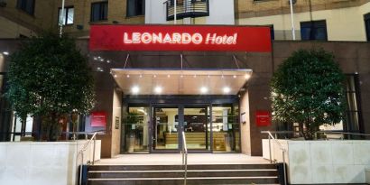 Hotel entrance at Leonardo Hotel Newcastle.