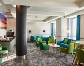 Coworking space and lounge area at Leonardo Hotel Newcastle.