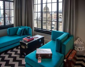 Living area with a view at Hotel Gotham.  