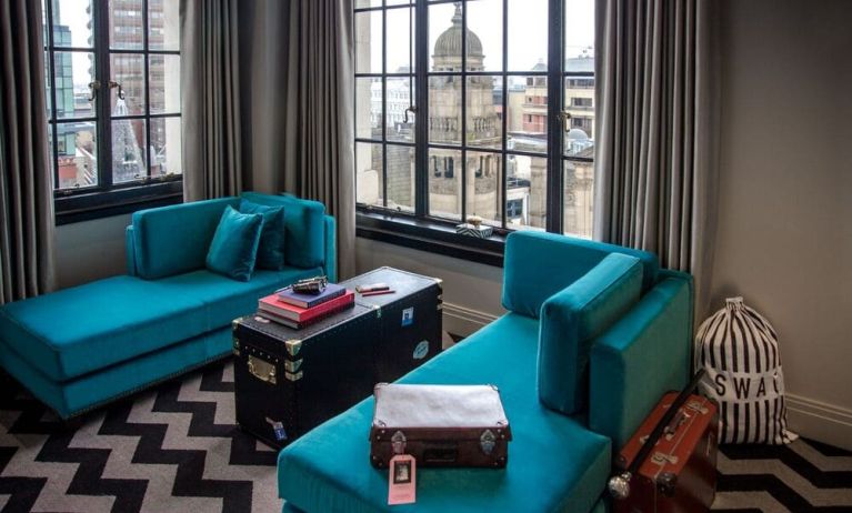 Living area with a view at Hotel Gotham.  