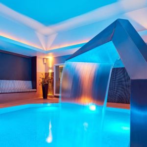 Relaxing indoor pool with swan neck fountain  at The Midland - A Leonardo Royal Hotel.