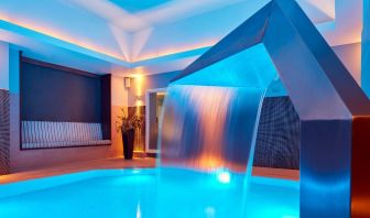 Relaxing indoor pool with swan neck fountain  at The Midland - A Leonardo Royal Hotel.