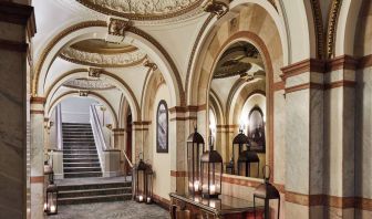 Ornate hotel hallway with arched ceilings and marble accents at The Midland - A Leonardo Royal Hotel.