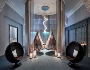 Hanging pod cocoons and sound-cancelling egg chairs at The Midland - A Leonardo Royal Hotel.