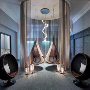 Hanging pod cocoons and sound-cancelling egg chairs at The Midland - A Leonardo Royal Hotel.