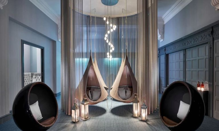 Hanging pod cocoons and sound-cancelling egg chairs at The Midland - A Leonardo Royal Hotel.