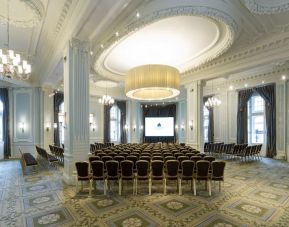 Elegant banquet hall with decorative chandeliers at The Midland - A Leonardo Royal Hotel.