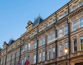 Hotel facade at Leonardo Hotel Cardiff.