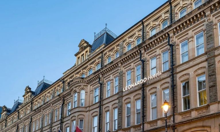 Hotel facade at Leonardo Hotel Cardiff.