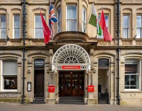 Hotel entrance at Leonardo Hotel Cardiff.