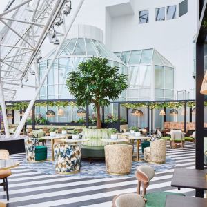 Spacious dining area with natural light perfect for coworking at Leonardo Hotel Southampton Grand Harbour.