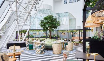 Spacious dining area with natural light perfect for coworking at Leonardo Hotel Southampton Grand Harbour.