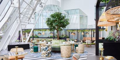 Spacious dining area with natural light perfect for coworking at Leonardo Hotel Southampton Grand Harbour.