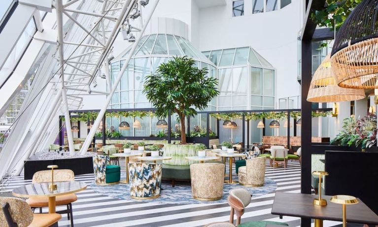 Spacious dining area with natural light perfect for coworking at Leonardo Hotel Southampton Grand Harbour.