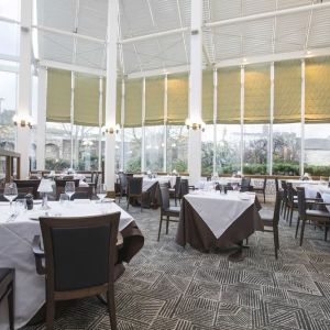 Dining area perfect for coworking at Leonardo Hotel Southampton Grand Harbour.