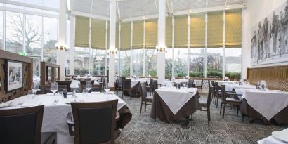 Dining area perfect for coworking at Leonardo Hotel Southampton Grand Harbour.