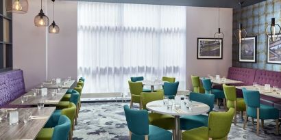 Dining area perfect for coworking at Leonardo Hotel Sheffield.