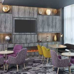 Lobby and coworking lounge at Leonardo Hotel Sheffield.