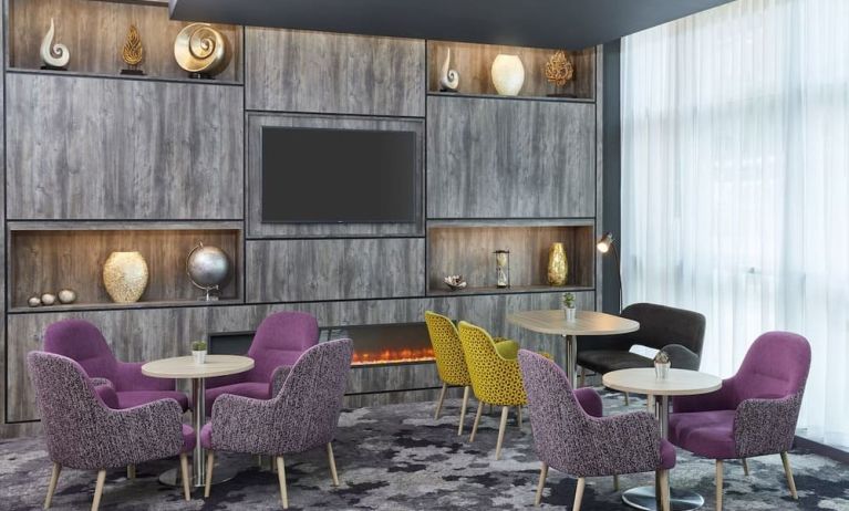 Lobby and coworking lounge at Leonardo Hotel Sheffield.