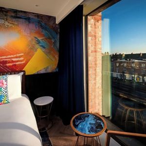 King room with city view at NYX Dublin Portobello.