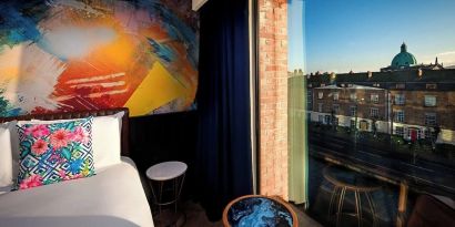 King room with city view at NYX Dublin Portobello.