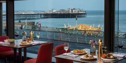 romantic dining area at Leonardo Royal Hotel Brighton Waterfront.