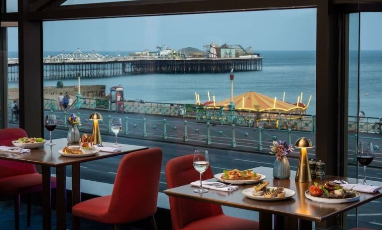 romantic dining area at Leonardo Royal Hotel Brighton Waterfront.