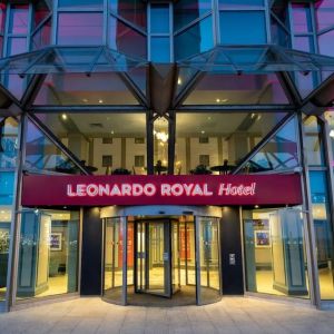 Hotel entrance at Leonardo Royal Hotel Brighton Waterfront.