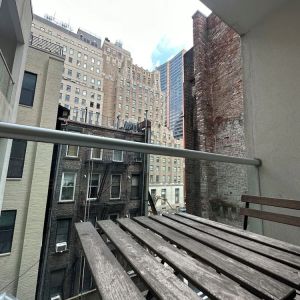 Terrace with city view at Tribeca Hotel FiDi.