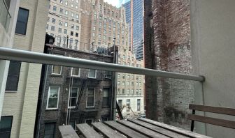 Terrace with city view at Tribeca Hotel FiDi.