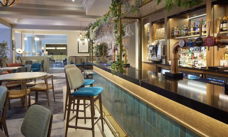 Hotel bar perfect for coworking at DoubleTree by Hilton Dartford Bridge.