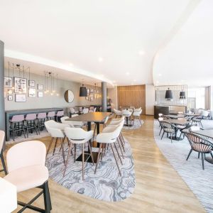 Spacious dining area perfect for coworking at Hampton By Hilton Blackpool.