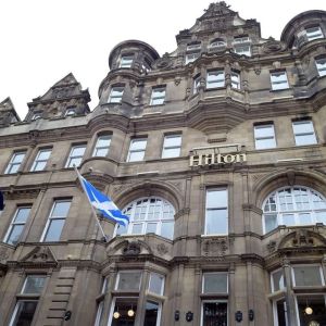 Hotel exterior at Hilton Edinburgh Carlton.