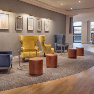 Lobby and coworking lounge at DoubleTree By Hilton Stoke On Trent.