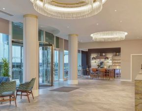 Lobby and coworking lounge at Hilton London Angel Islington.