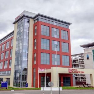 Hotel exterior at Hilton Garden Inn Birmingham Airport.