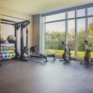 Fitness center with equipment and machines at the Hilton Reading.