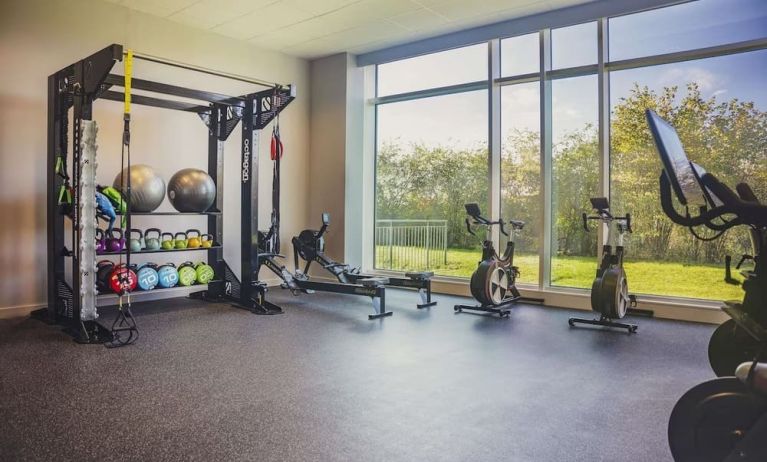 Fitness center with equipment and machines at the Hilton Reading.