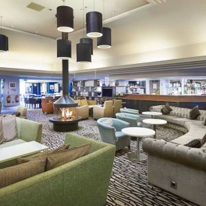 Lobby workspace with lounges at the DoubleTree by Hilton Newbury North.